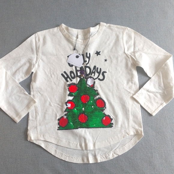 NWT Zara White T-shirt With Christmas Tree - Picture 1 of 10